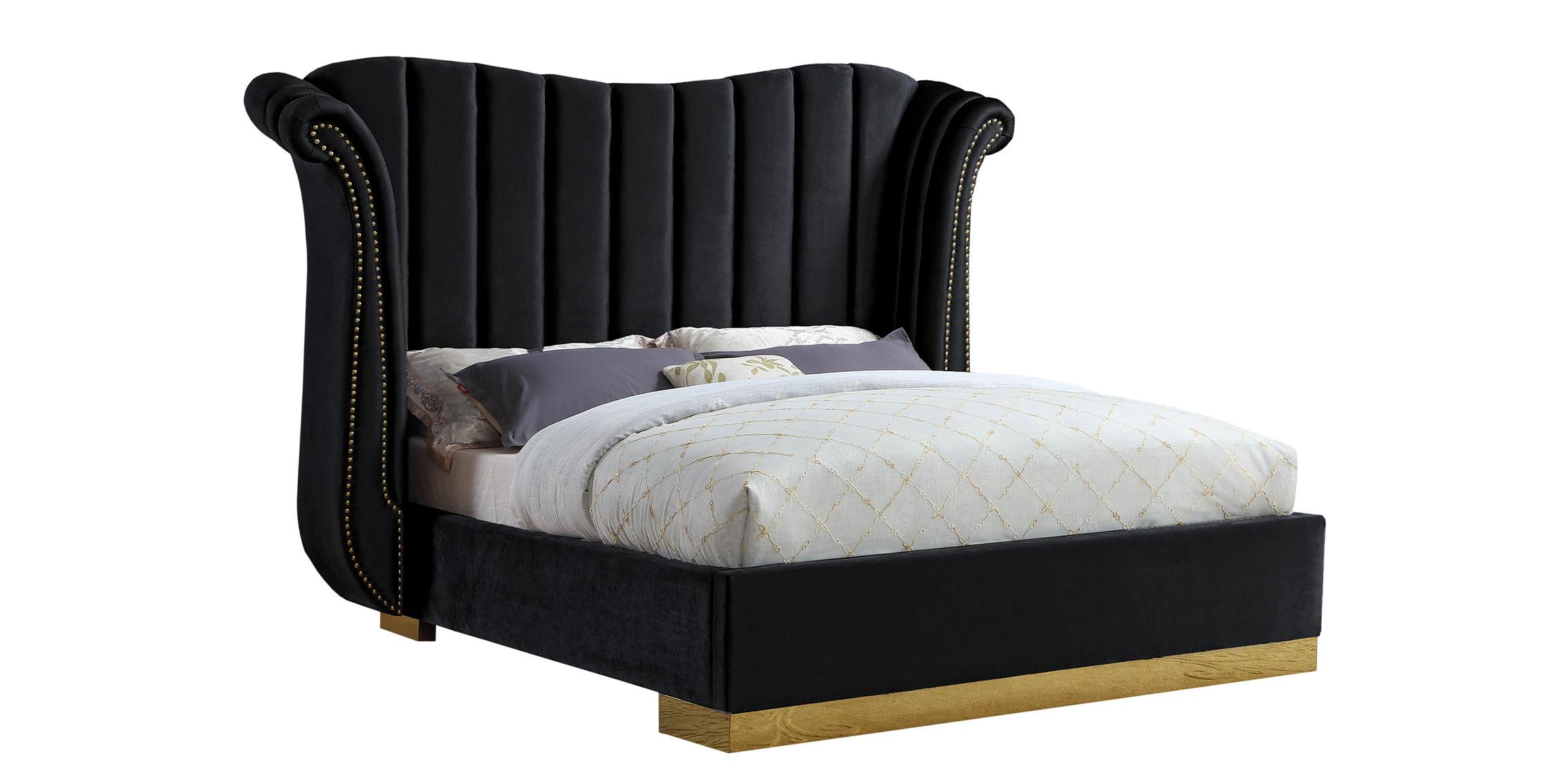 

    
Glam Black Velvet & Gold King Bed FLORA FloraBlack-K Meridian Contemporary
