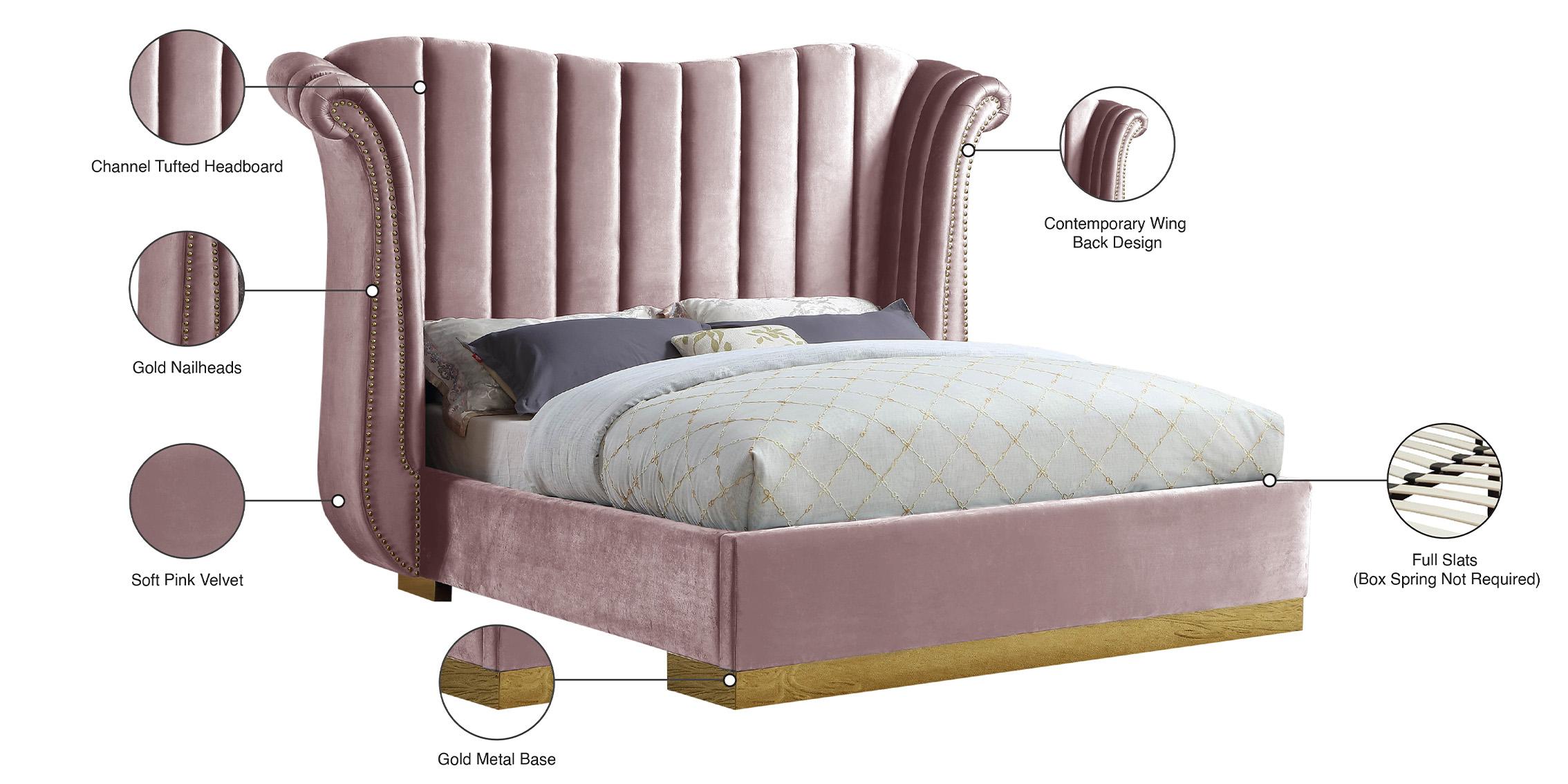 

        
Meridian Furniture FLORA FloraPink-K Platform Bed Pink Velvet 704831400212
