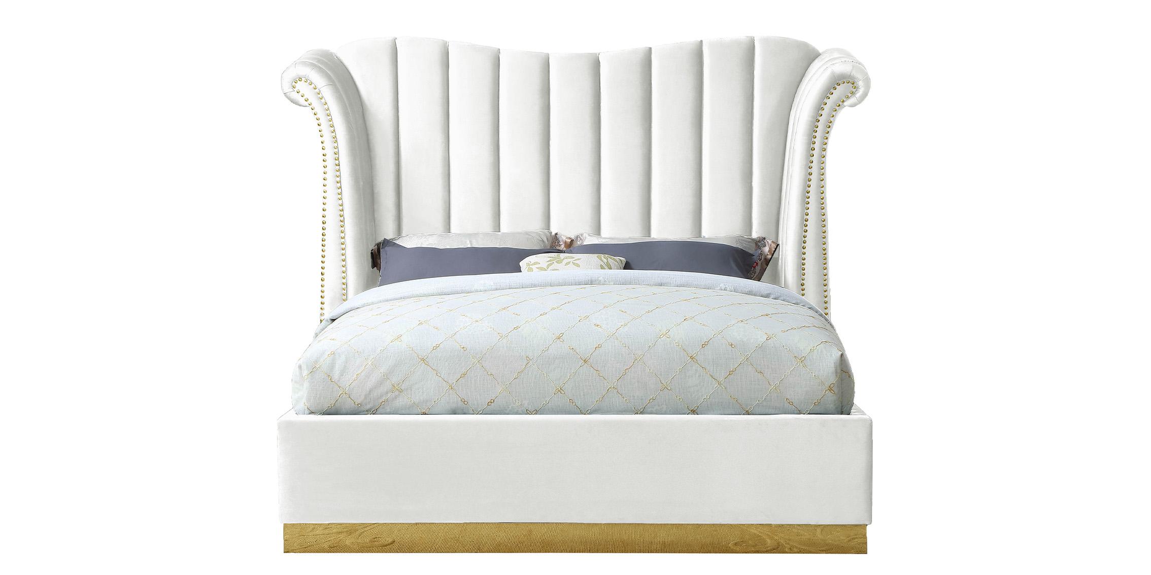 

    
Meridian Furniture FLORA FloraWhite-Q Platform Bed White/Gold FloraWhite-Q
