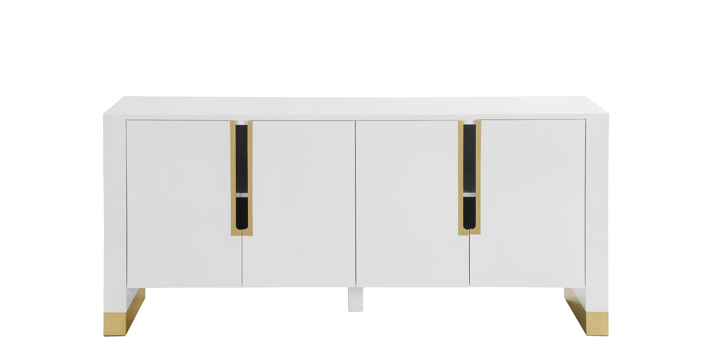 

    
White Lacquer 4 Doors Sideboard/Buffet 313 FLORENCE Meridian Contemporary Modern
