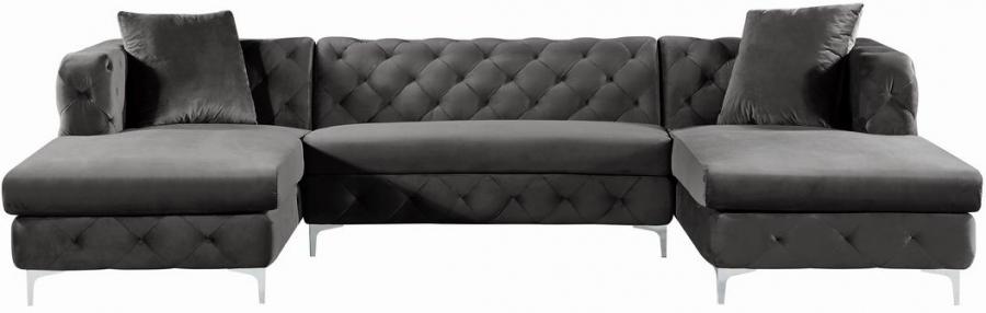 

    
Gray Velvet Double Chaise Sectional Gail 664Grey Meridian Contemporary
