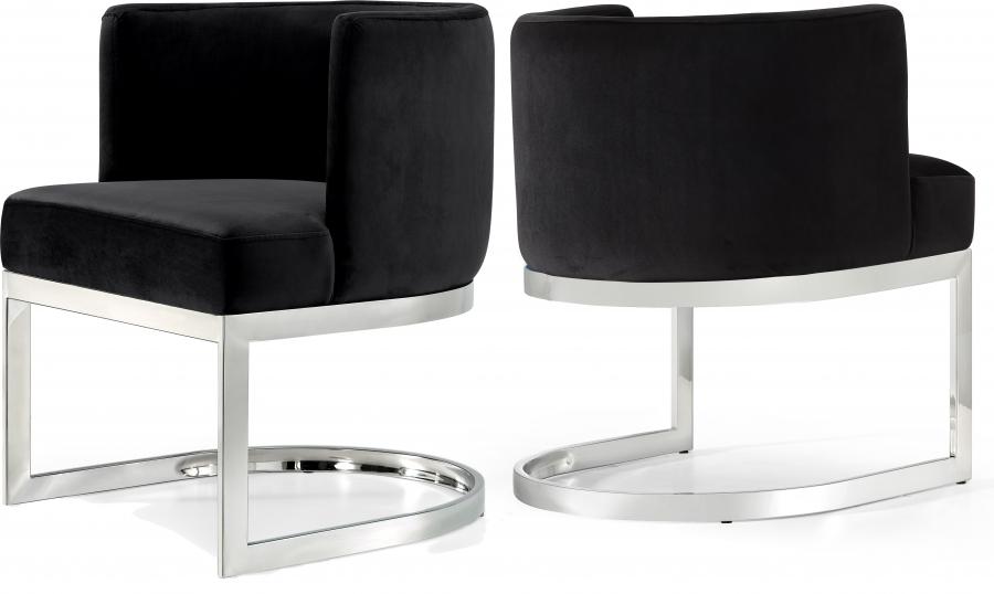 Contemporary, Modern Dining Chair Set Gianna 734Black-C 734Black-C-Set-2 in Chrome, Black Velvet