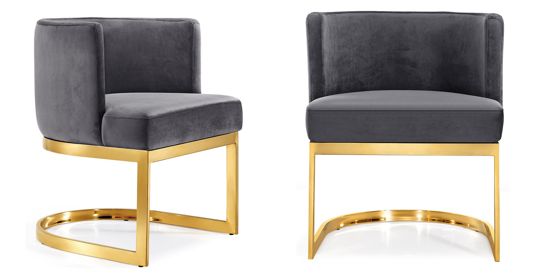 Contemporary, Modern Dining Chair Set Gianna 718Grey-C 718Grey-C-Set-2 in Chrome, Gray, Gold Velvet
