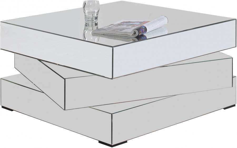Contemporary, Modern Coffee Table Haven 228-C 228-C in Chrome, Clear Mirrored