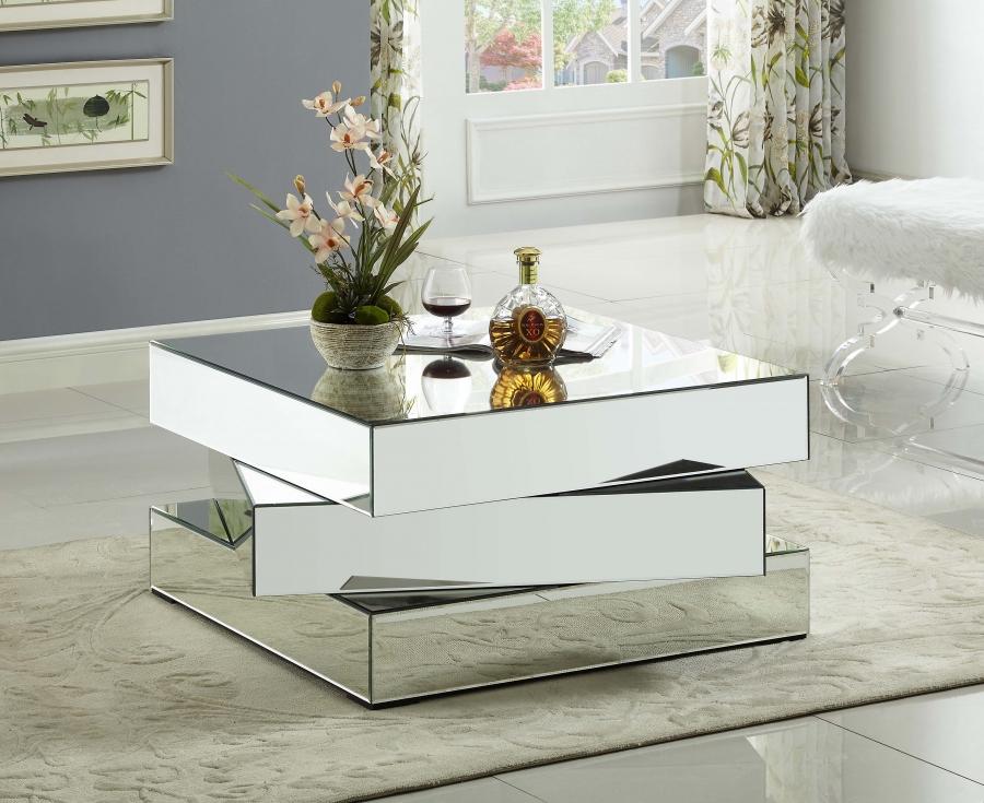 

    
Mirrored Glass Square Coffee Table Haven 228-C Meridian Contemporary Modern
