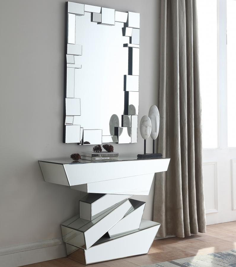 Contemporary, Modern Console Table and Mirror Set Jade 410-T-Set-2 410-T-Set-2 in Chrome 