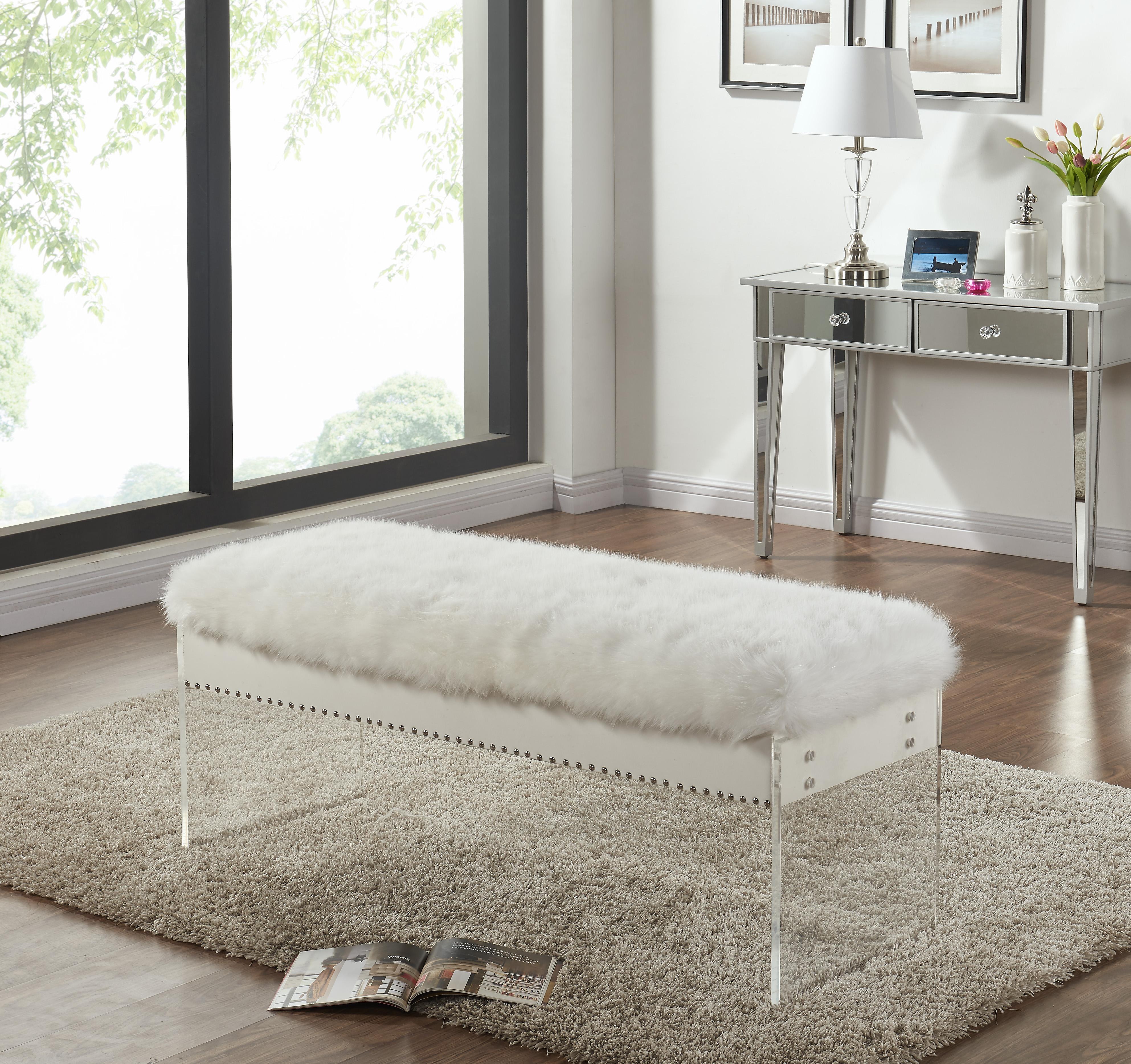 

    
Meridian Furniture 105 Jenny Bench in White Fur w/ Acrylic Legs  Contemporary
