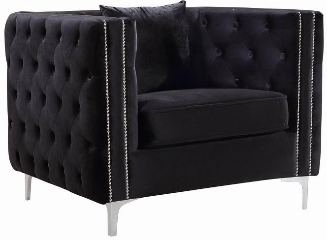 

    
Meridian Furniture 668 Jesse Modern Black Velvet Deep Tufting Armchair
