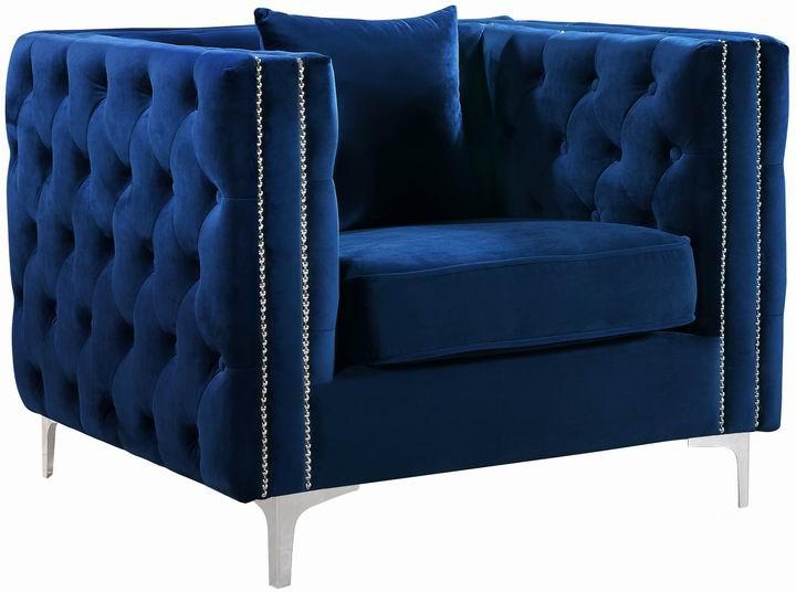 

    
Meridian Furniture 668 Jesse Modern Navy Blue Velvet Deep Tufting Armchair
