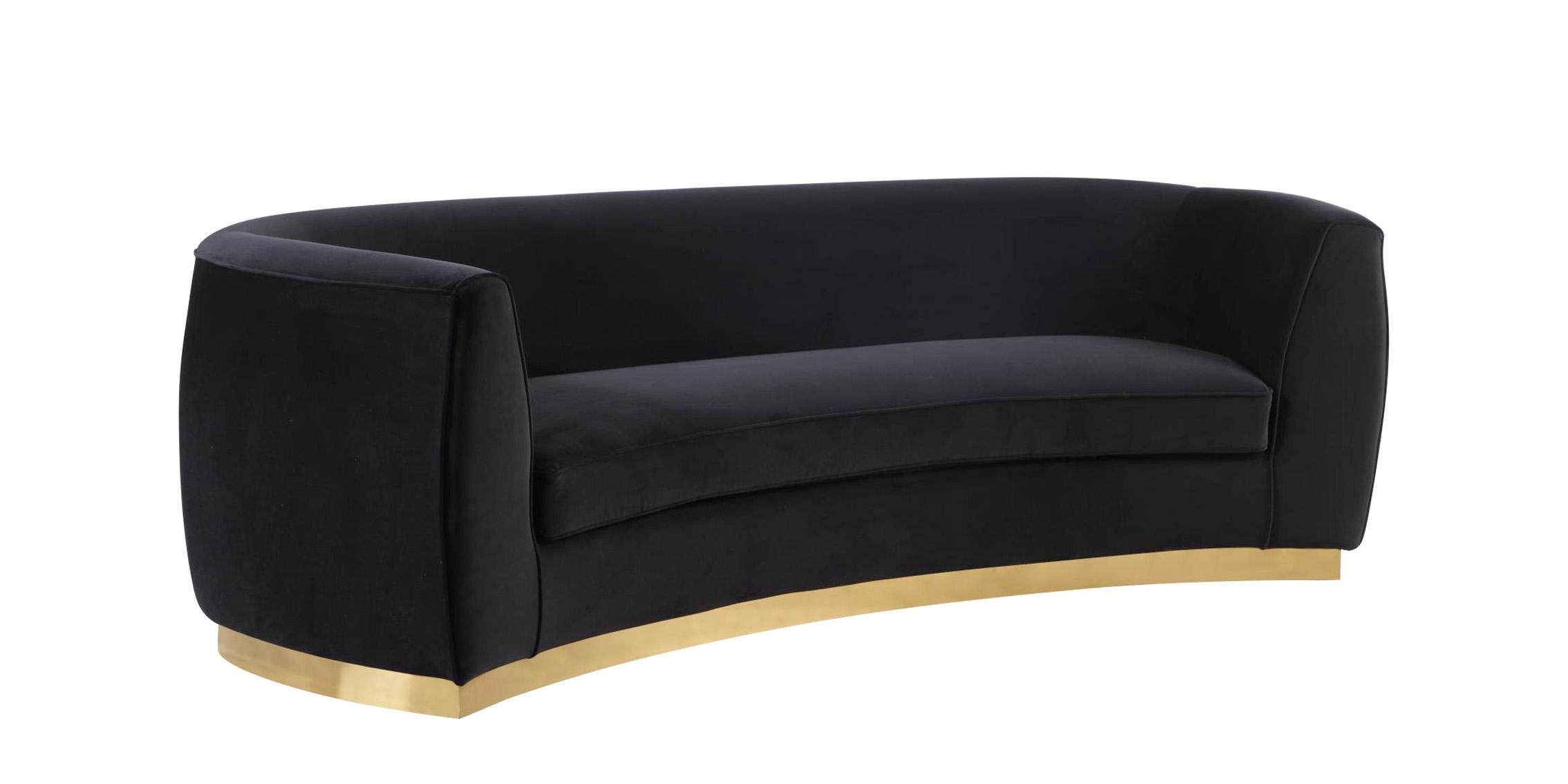 

    
Black Velvet Curved Back Sofa Julian 620Black-S Meridian Contemporary Modern
