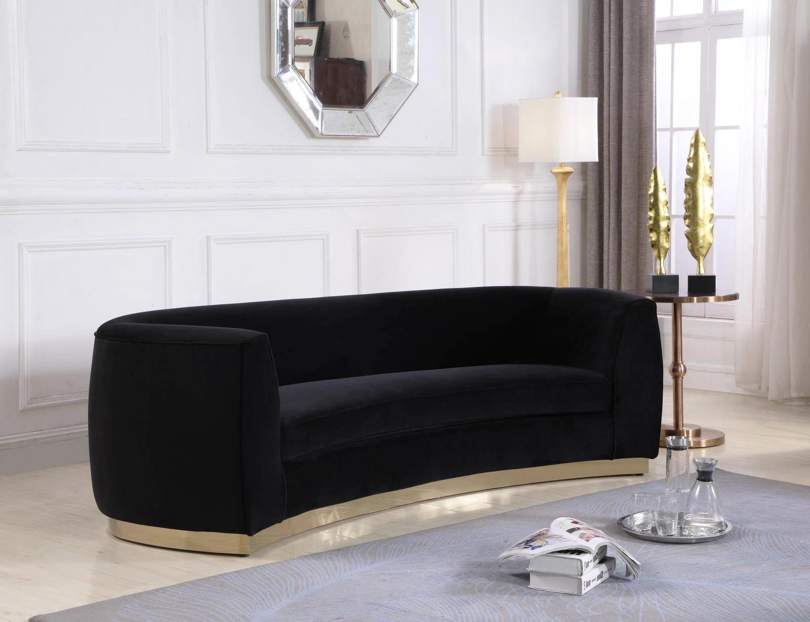 Contemporary, Modern Sofas Julian 620Black-S 620Black-S in Gold, Black Soft Velvet