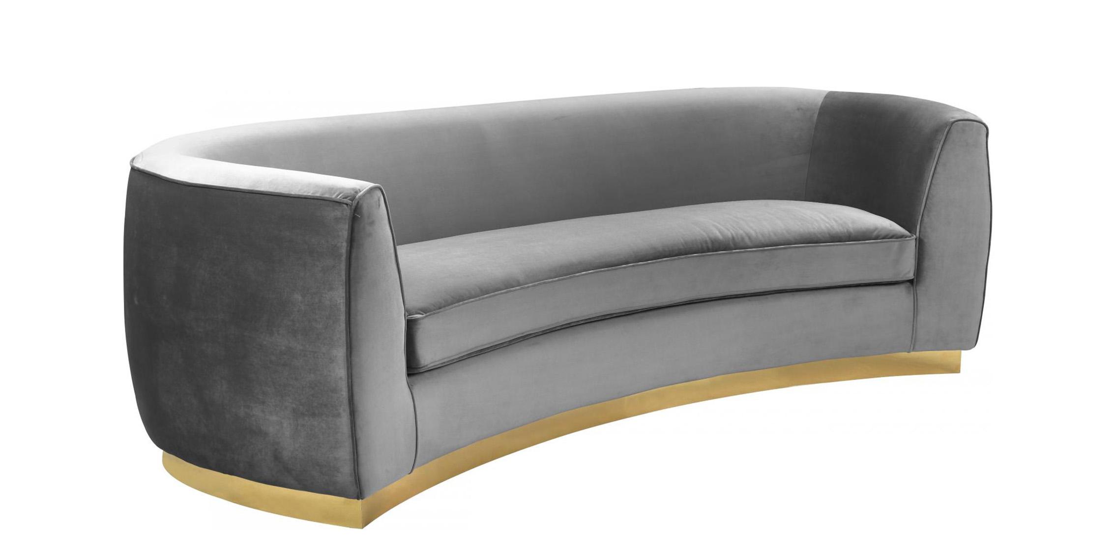 

    
Glam Grey Velvet Curved Back Sofa Julian 620Grey-S Meridian Modern Contemporary
