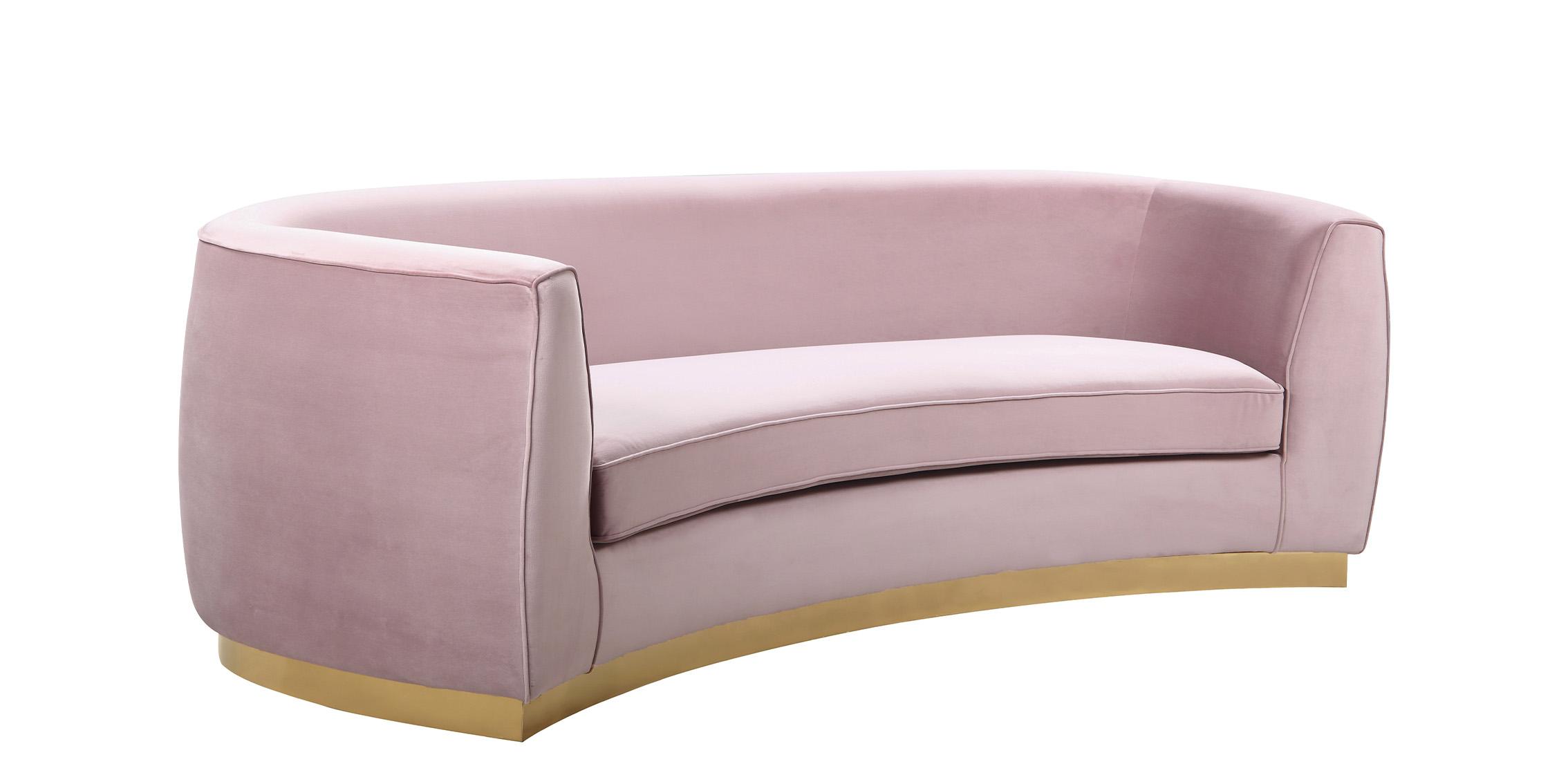 

    
Glam Pink Velvet Curved Back Sofa Julian 620Pink-S Meridian Contemporary Modern
