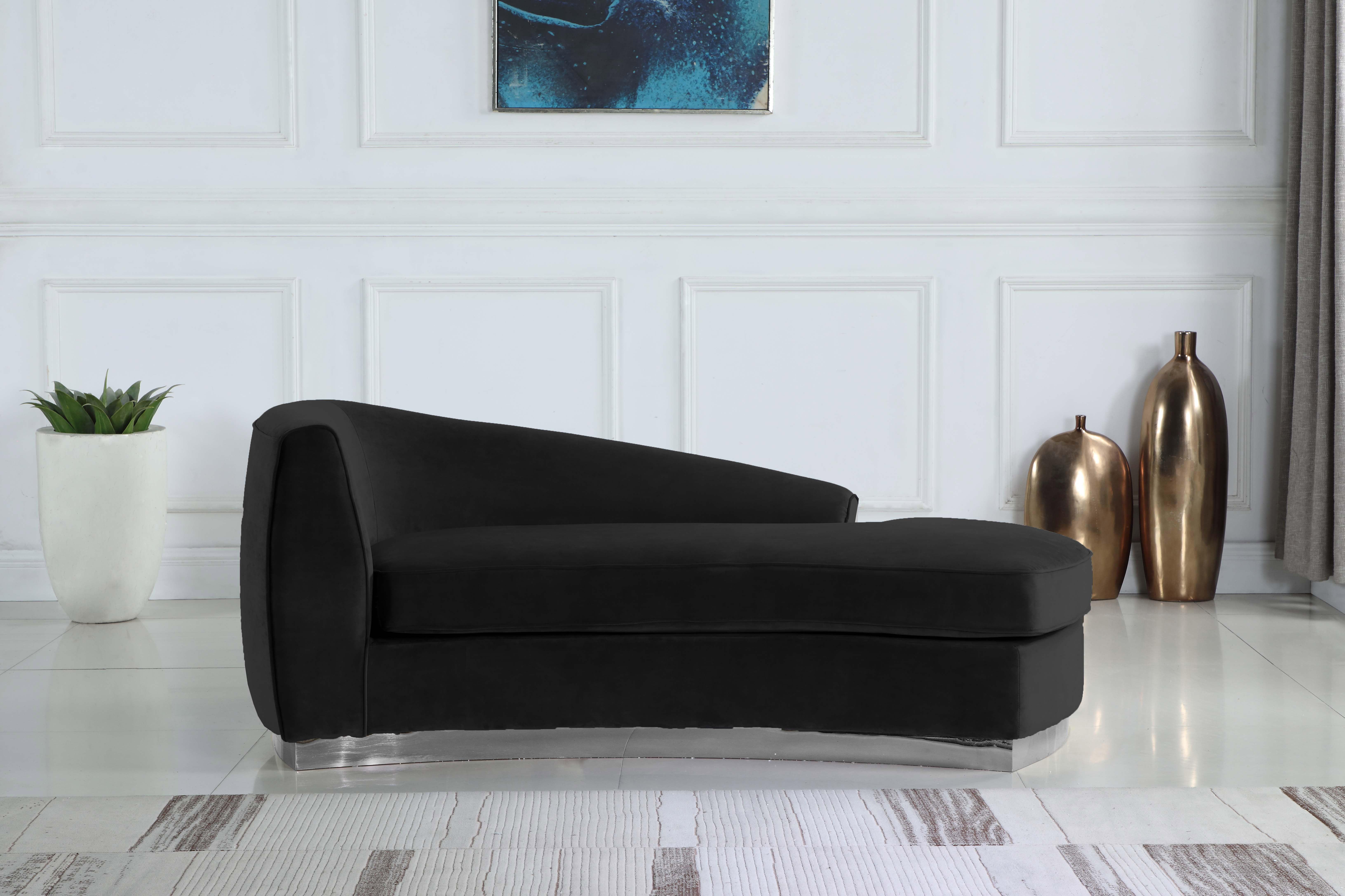 Contemporary, Modern Chaise Julian 621Black-Chaise 621Black-Chaise in Black Soft Velvet