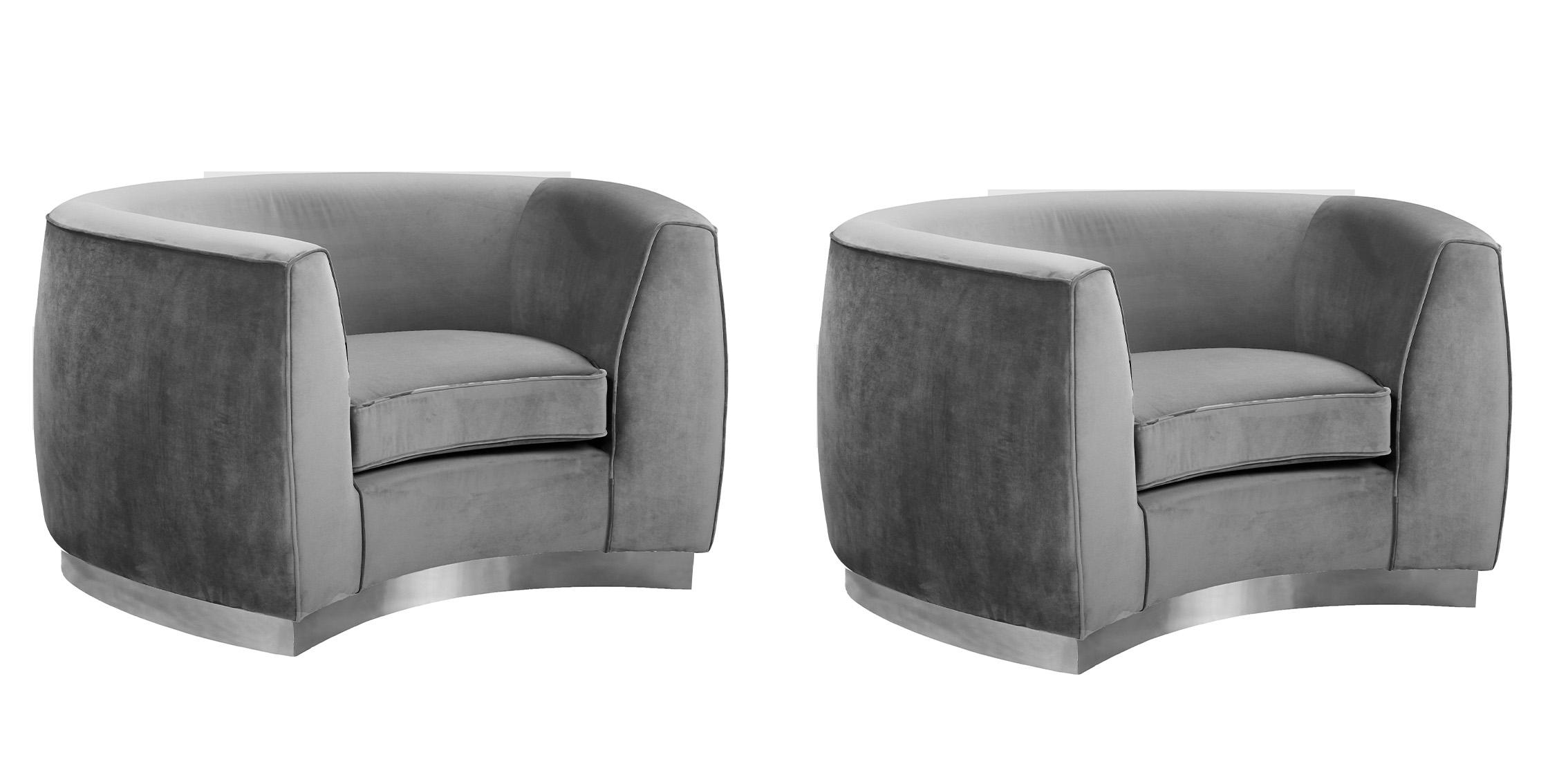 

    
 Shop  Glam Grey Velvet Sofa Set 3Pcs Julian 621Grey-S Meridian Contemporary Modern
