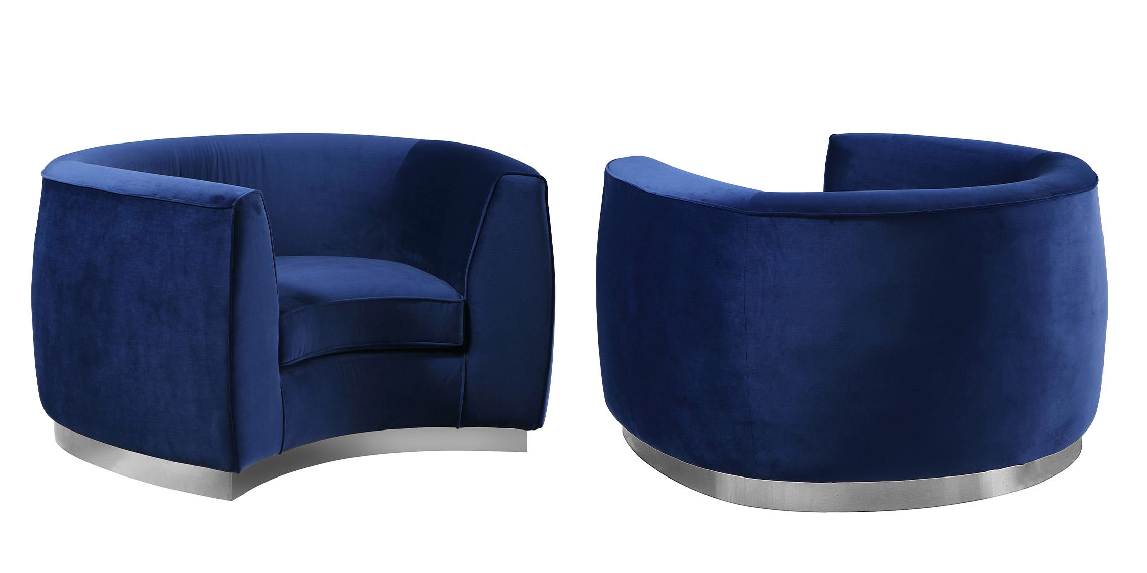 

    
 Shop  Glam Navy Velvet Sofa Set 3Pcs Julian 621Navy-S Meridian Modern Contemporary
