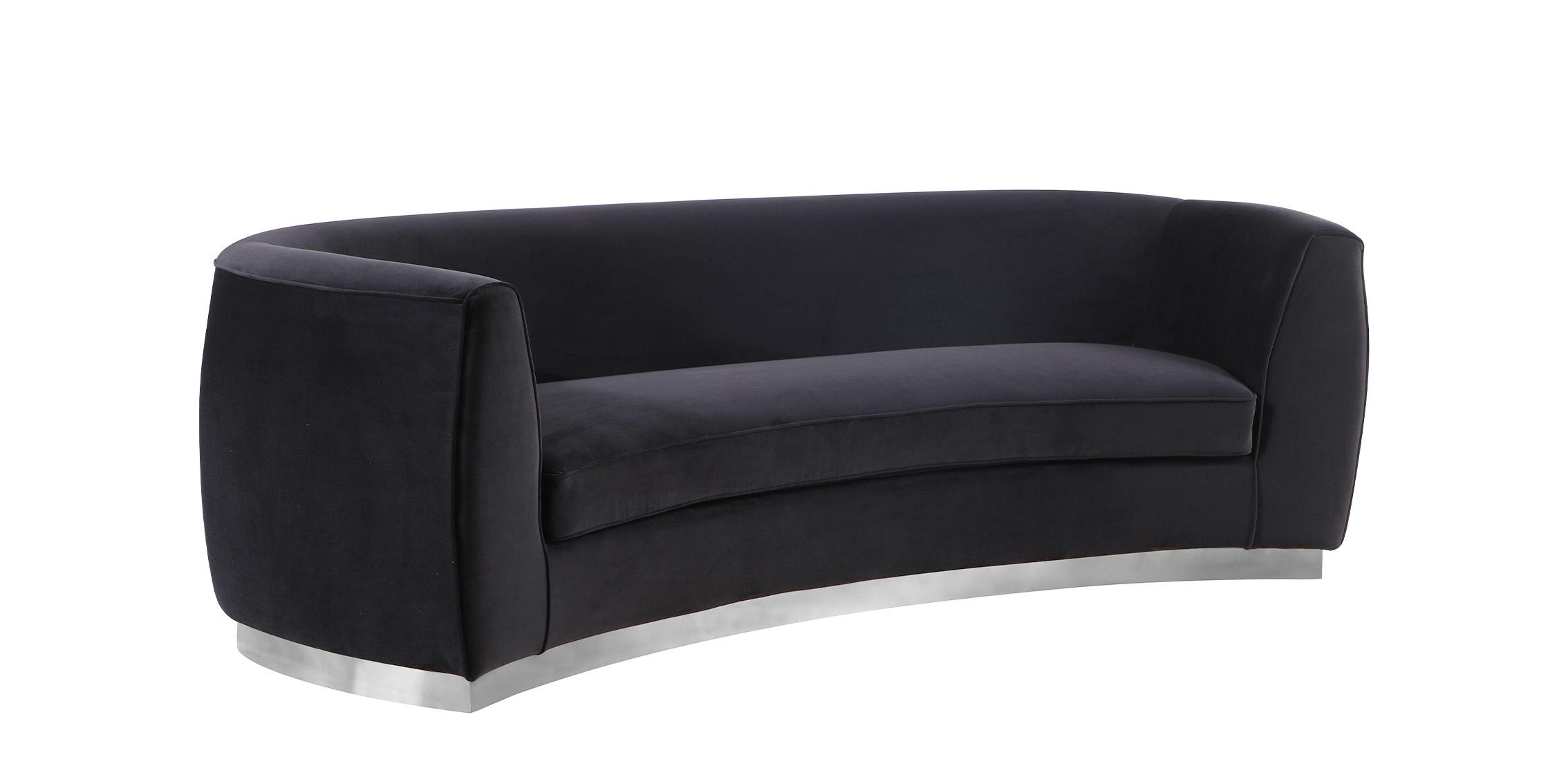 

    
Glam Black Velvet Sofa Julian 621Black-S Meridian Contemporary Modern
