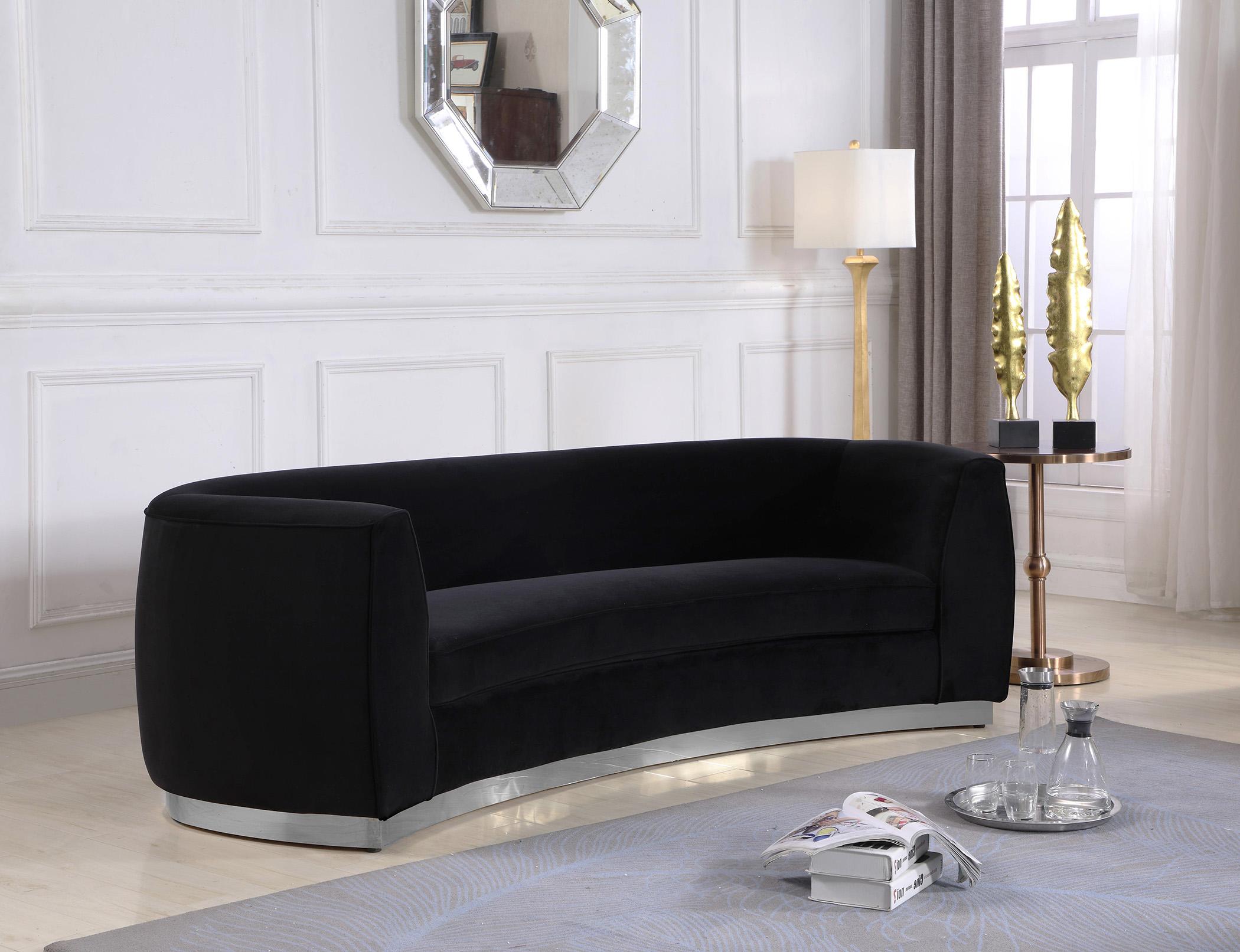 Contemporary, Modern Sofa Julian 621Black-S 621Black-S in Black Soft Velvet
