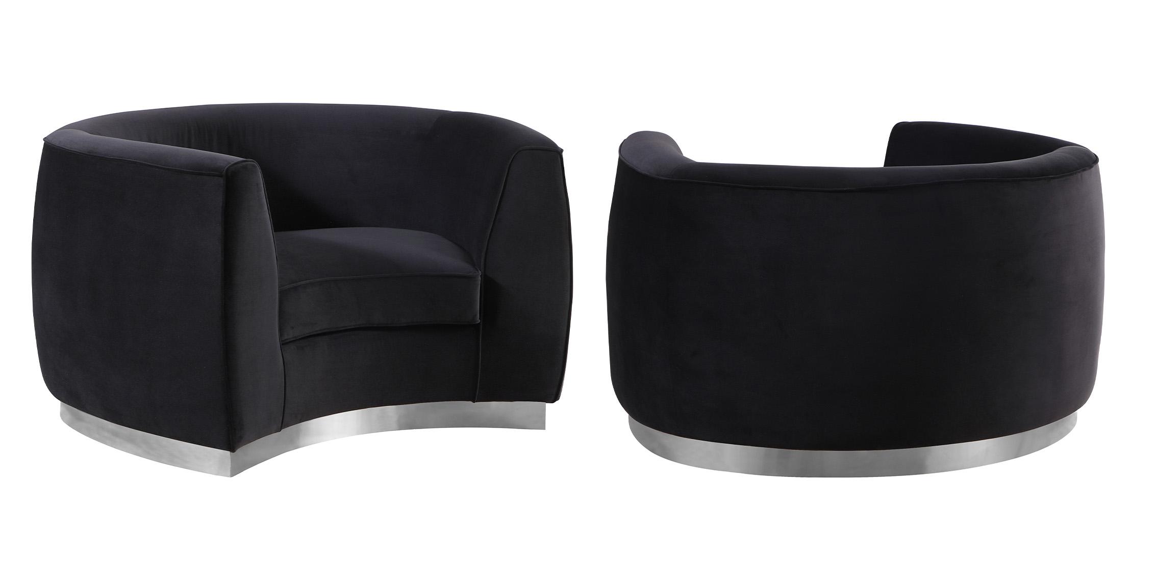 

    
 Shop  Glam Black Velvet Sofa Set 3Pcs Julian 621Black-S Meridian Contemporary Modern
