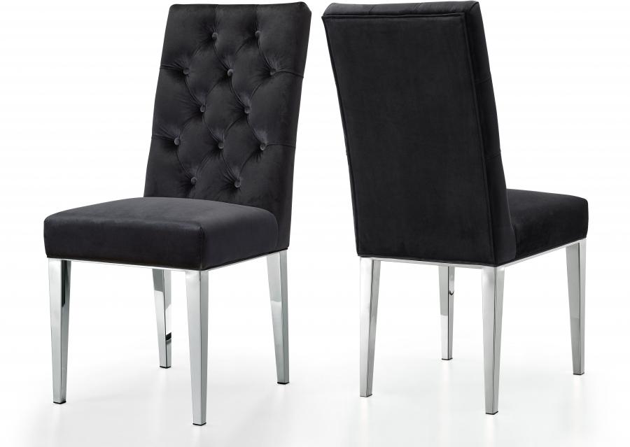 

    
Black Velvet & Chrome Dining Chair Set 2Pcs Juno 732Black-C Meridian Modern
