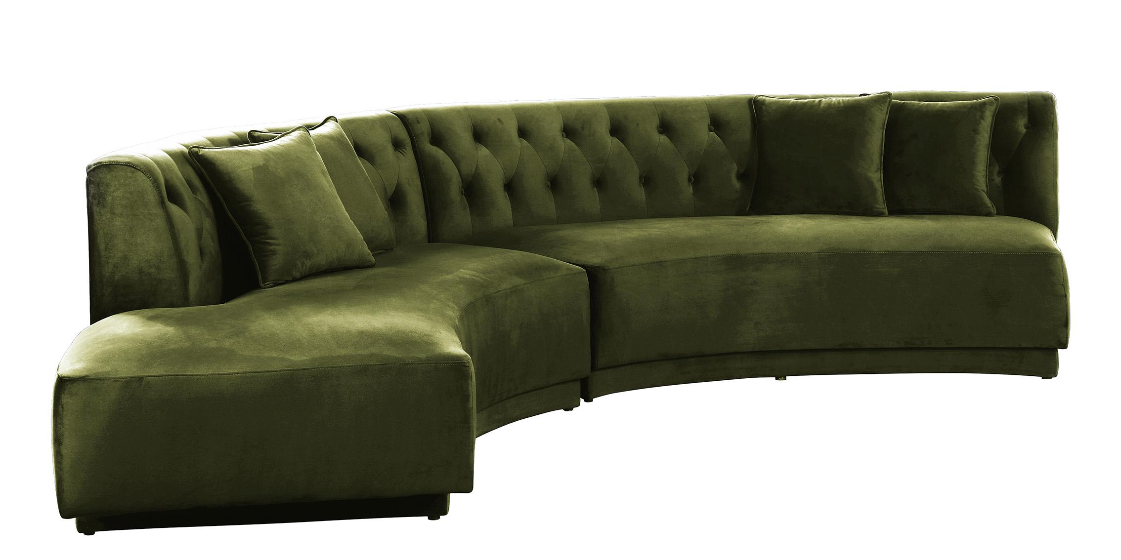 Contemporary, Modern Sectional Sofa KENZI 641Olive 641Olive-Sectional in Green Velvet