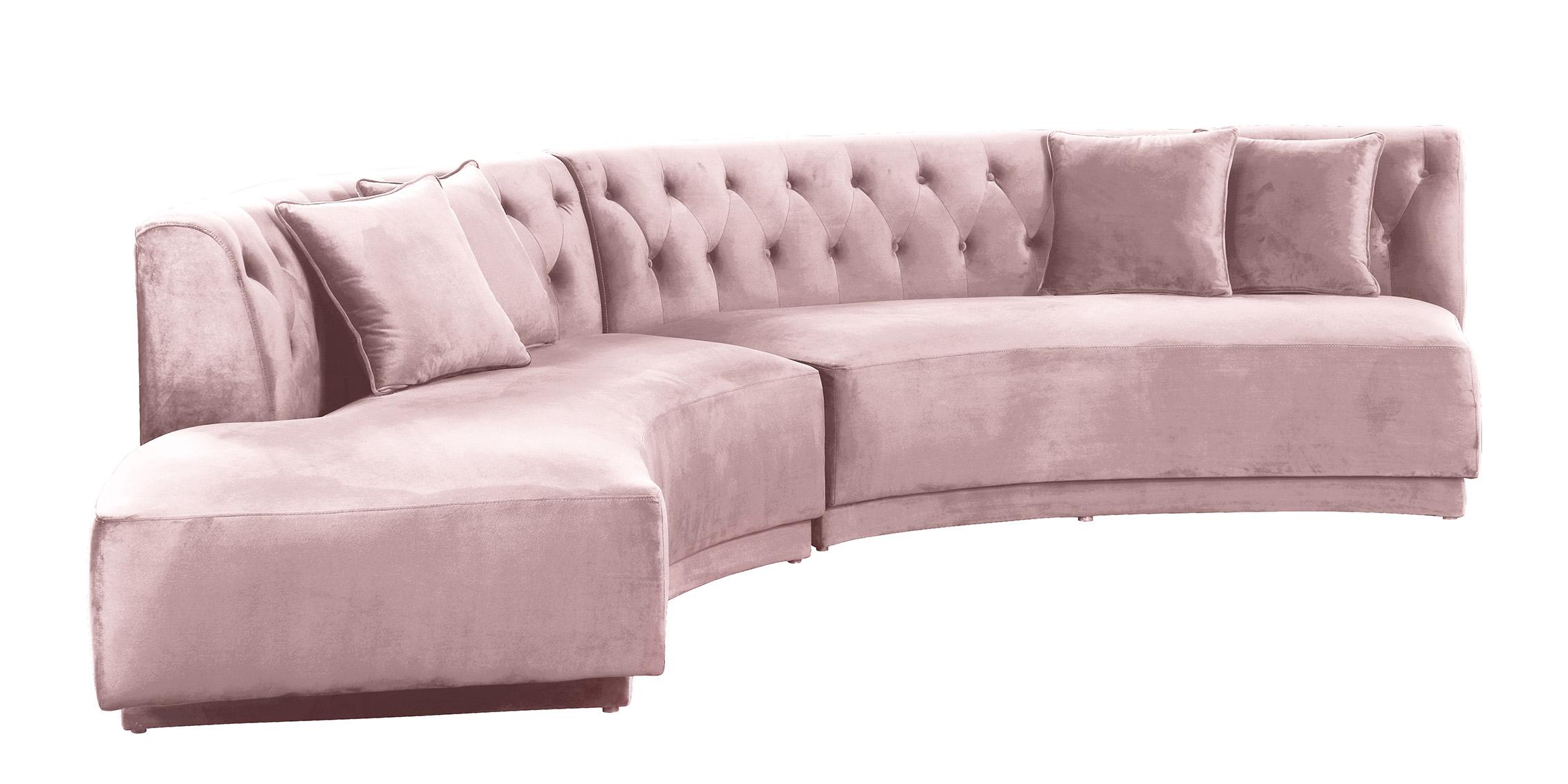 

    
Pink Velvet Tufted Sectional Sofa KENZI 641Pink Meridian Contemporary Modern
