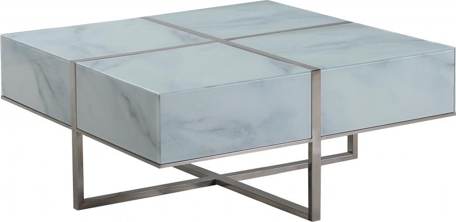 

    
Meridian Furniture Logan Modern Glass Marble Top Chrome Base Coffee & End Table

