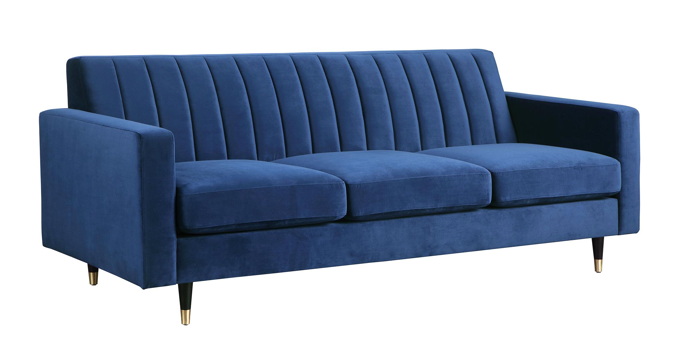 Modern, Classic Sofa LOLA 619Navy-S 619Navy-S in Navy blue Velvet