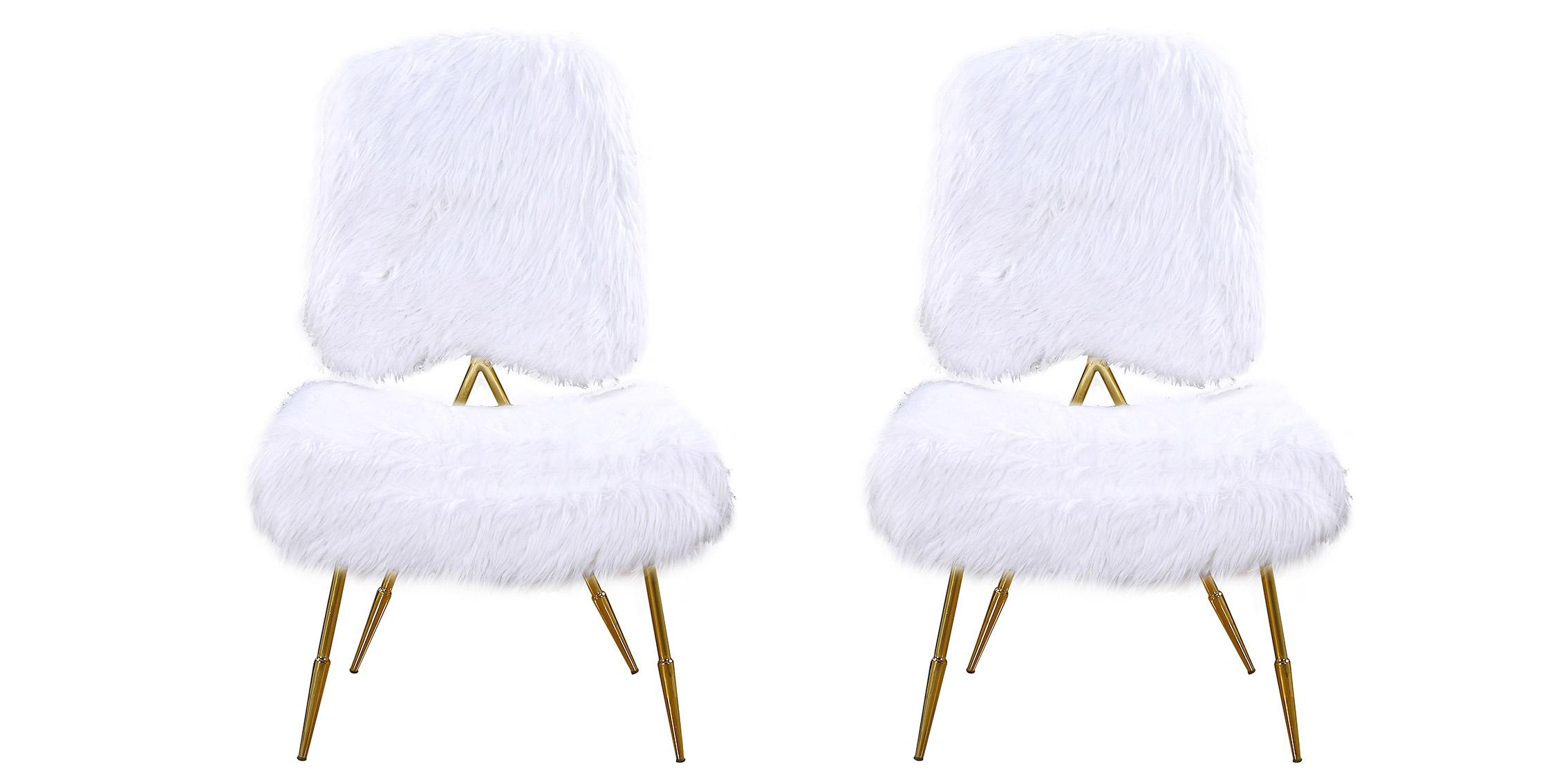 

    
Glam White Faux Fur Accent Chair Set 2Pcs MAGNOLIA 577White Meridian Modern
