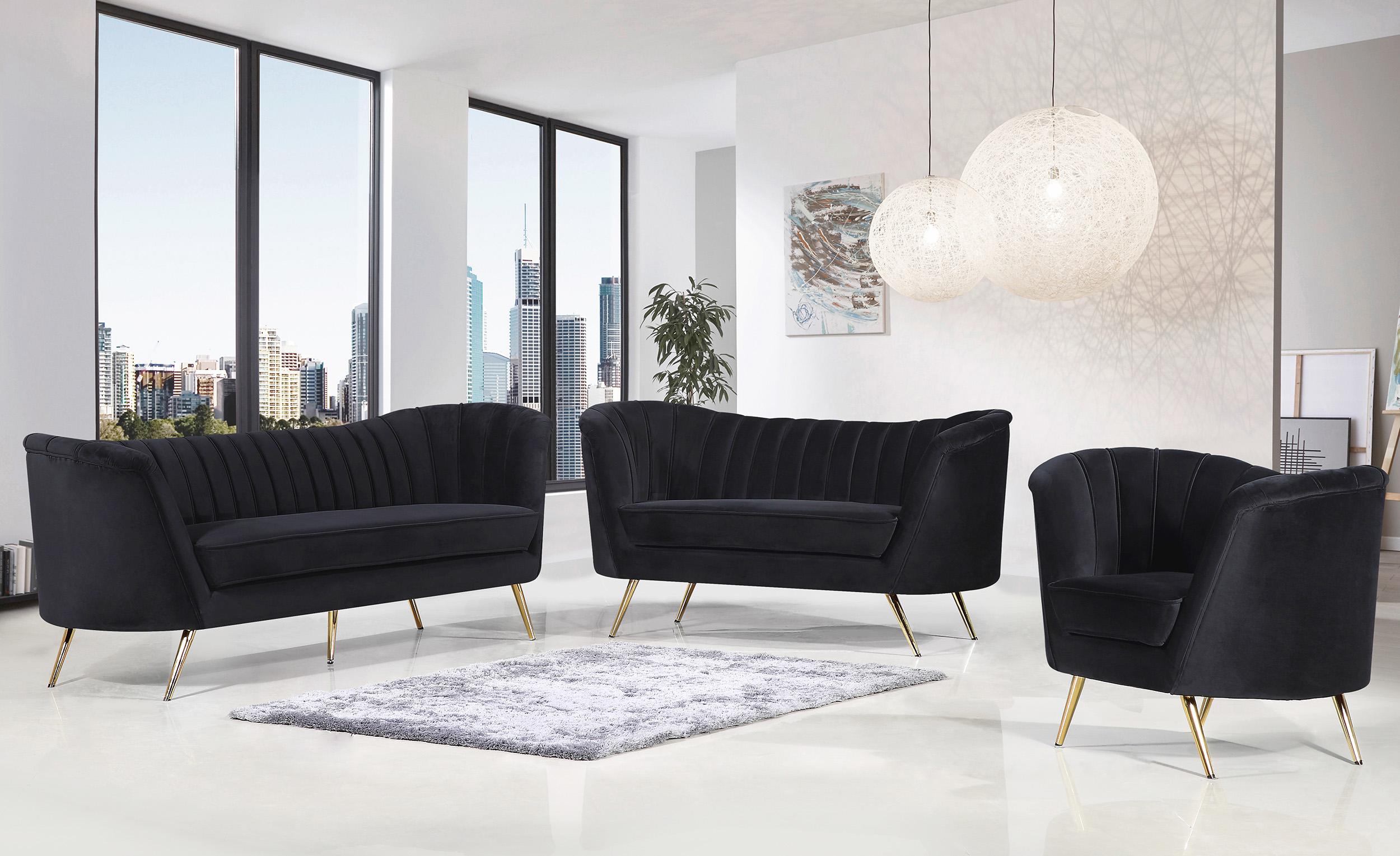Meridian Furniture Margo 622Black-S-Set-3 Sofa Set
