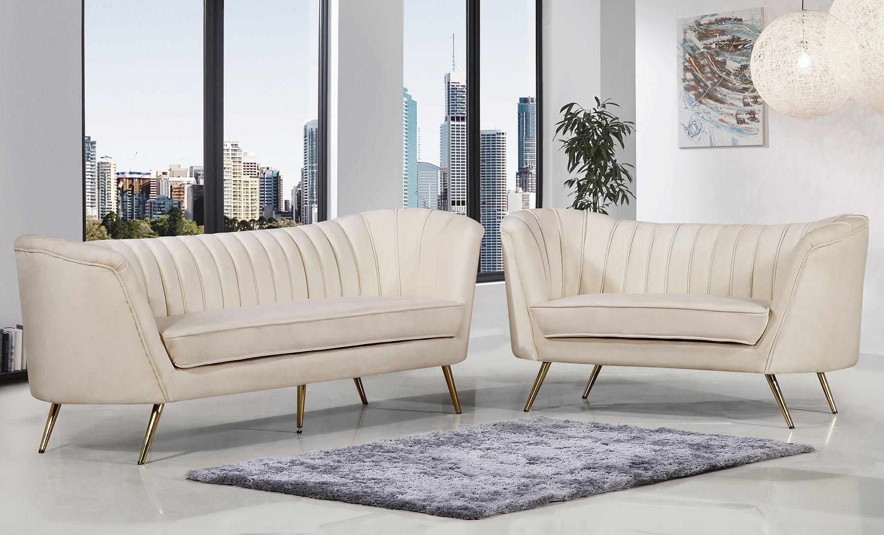 

    
Glam Cream Velvet Sofa Set 2Pcs Margo 622Cream-S Meridian Modern Contemporary
