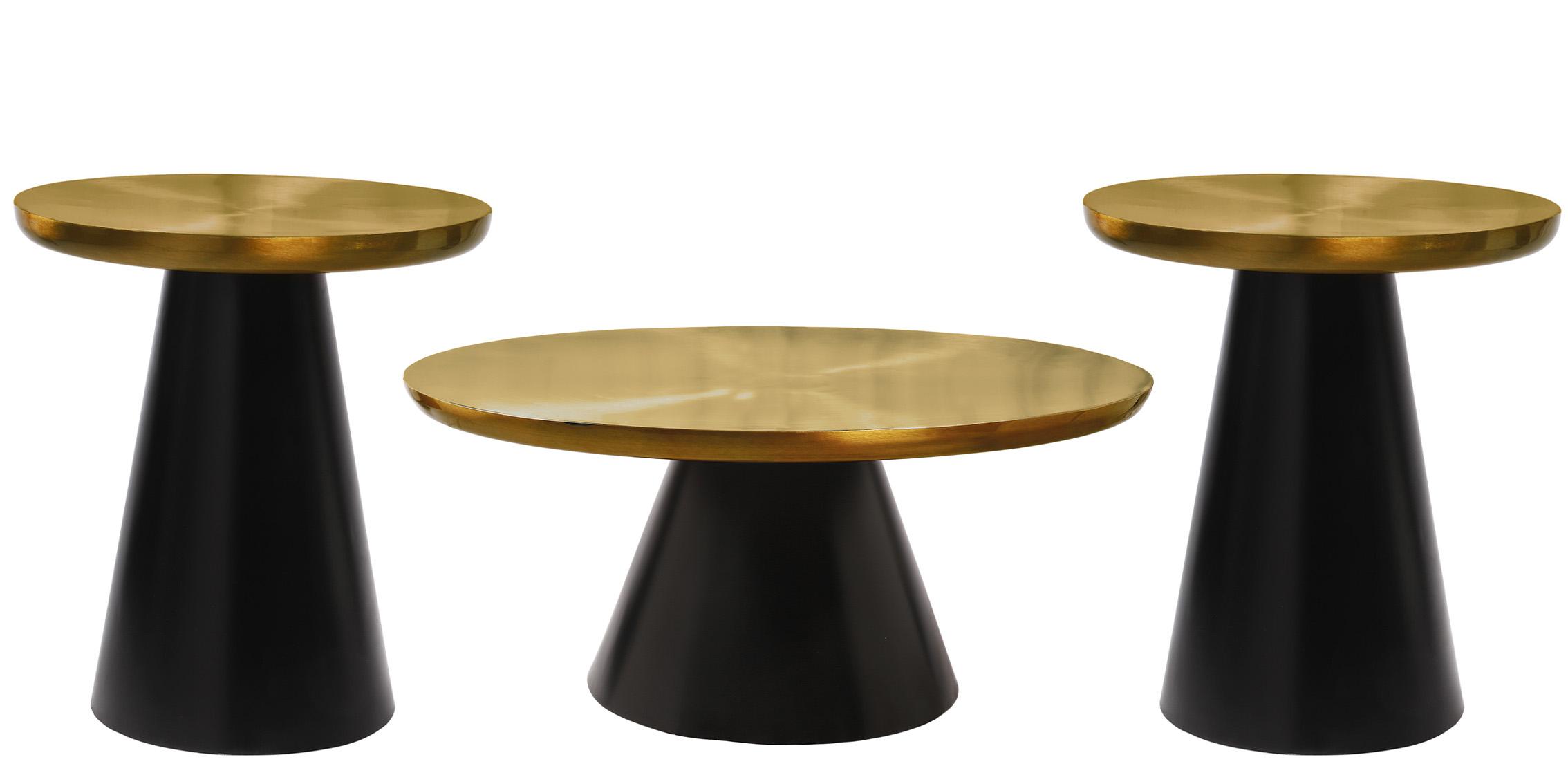 Contemporary Coffee Table Set MARTINI 240-C-Set-3 240-C-Set-3 in Gold Finish, Black Metal