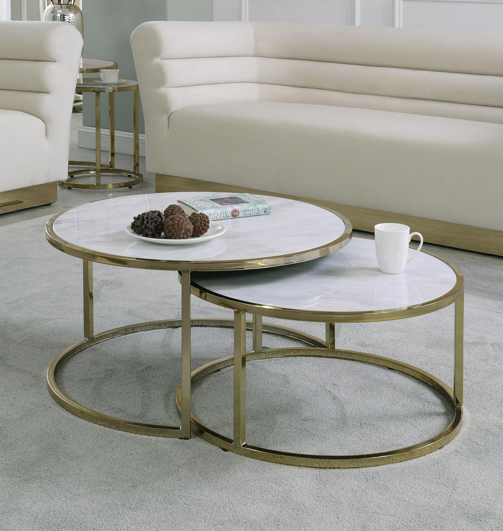 

    
Meridian Furniture MASSIMO207-C-Set-2 Coffee Table Set White/Gold 207-C-Set-2
