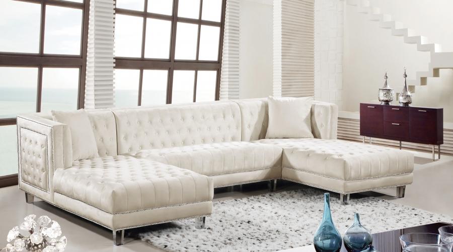 Traditional Sectional Sofa Moda 631Cream-Sectional in Cream Velvet