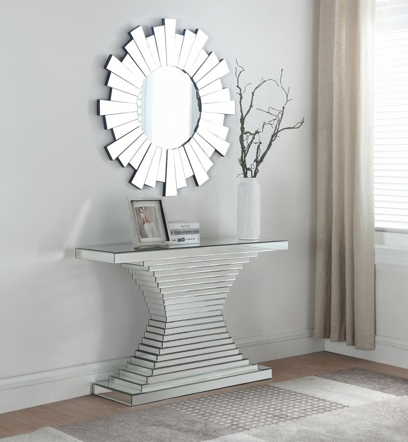 Contemporary, Modern Console Table and Mirror Set Nexus 415-T-Set-2 415-T-Set-2 in Chrome Mirrored