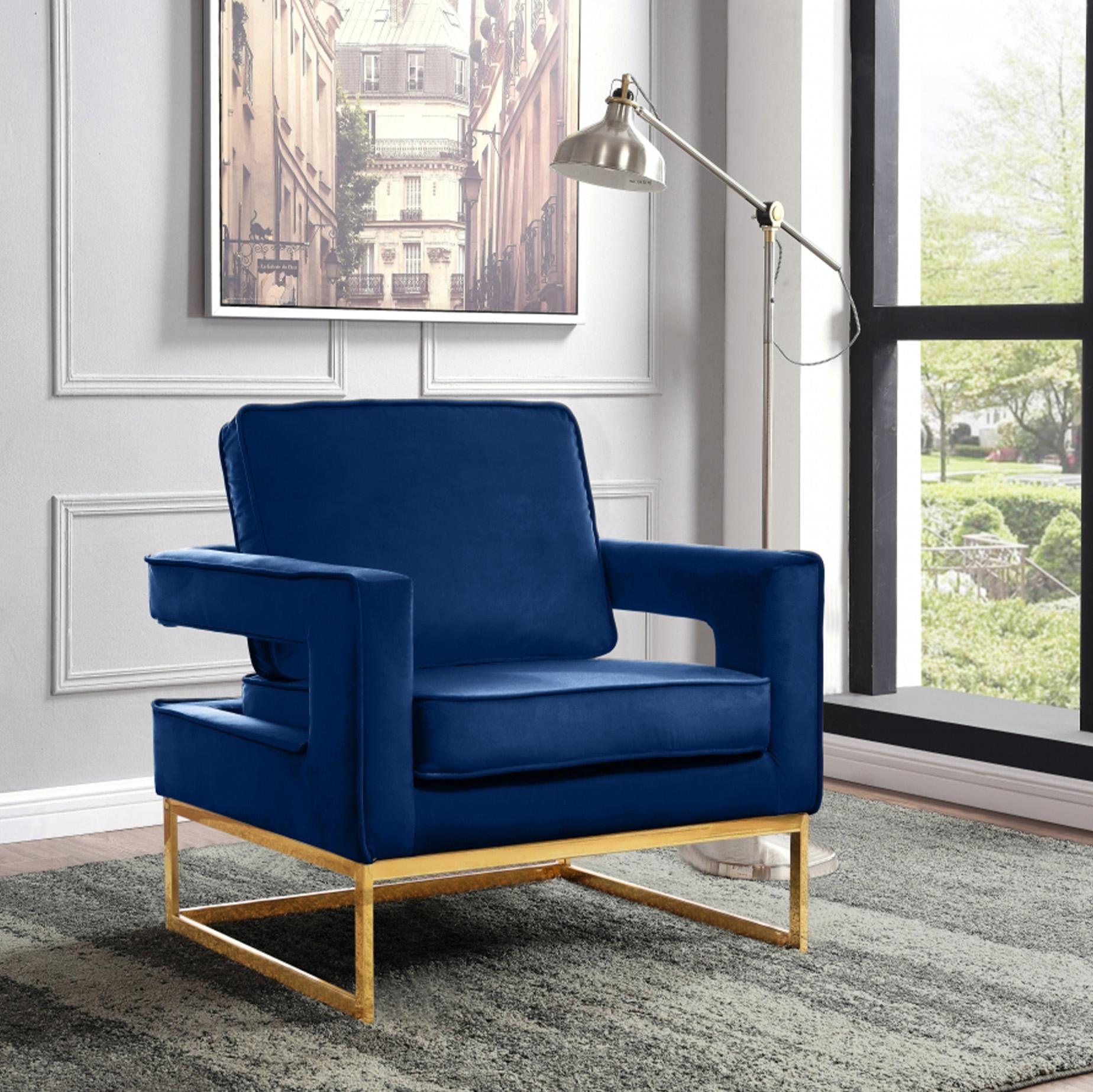 

    
Glam Navy Blue Velvet Accent Chair Noah 511Navy Meridian Contemporary Modern
