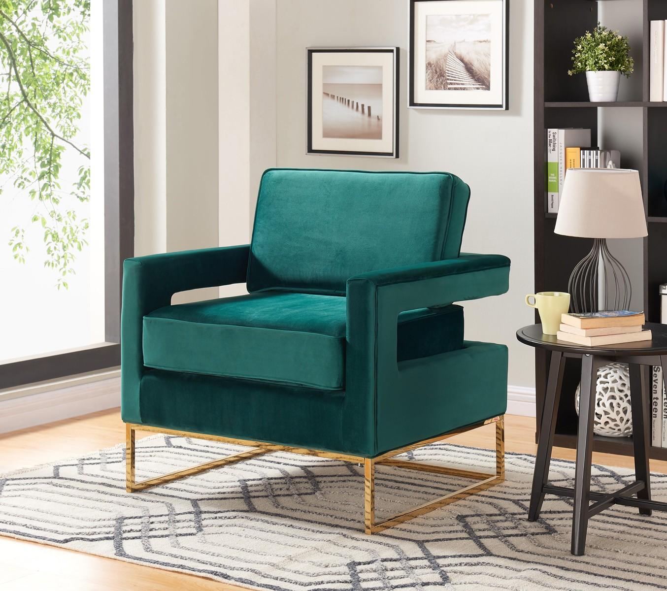 

        
Meridian Furniture Noah 511Green-Set Accent Chair Set Chrome/Green/Gold Velvet 00647899944543
