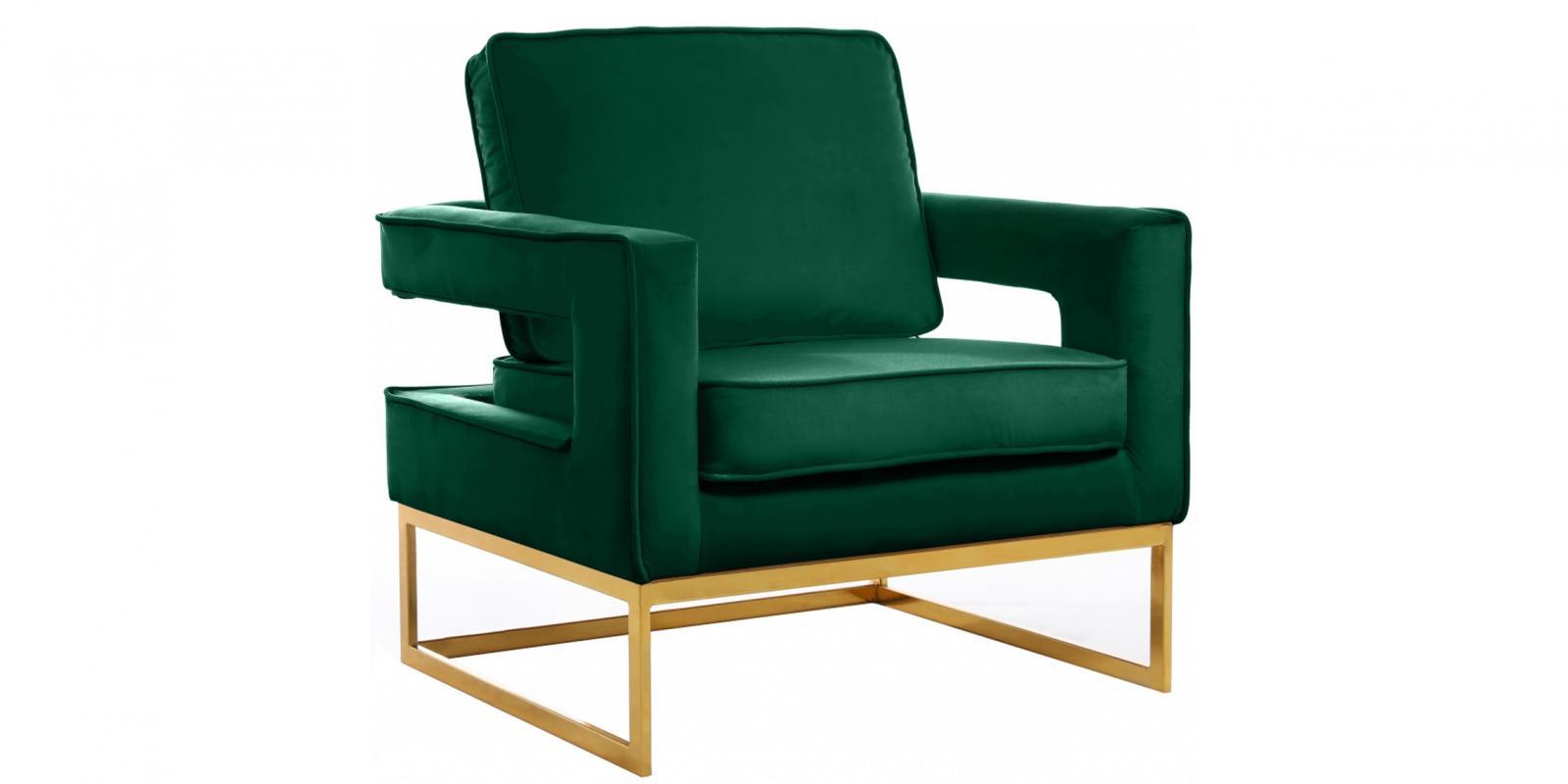 Green Velvet Gold Steel Base Chair Set 2Pcs 511Green Meridian ...