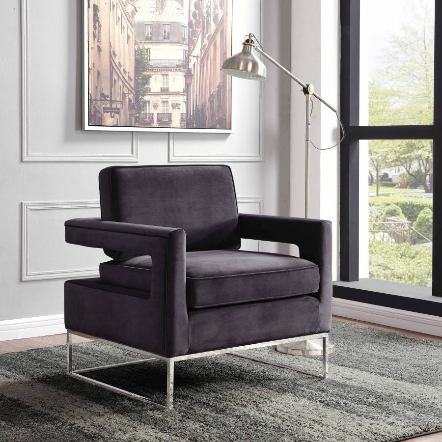 

    
Grey Velvet & Chrome Steel Accent Chair Set 2Pcs Noah 510Grey Meridian Modern
