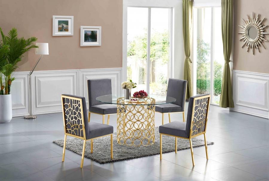 

    
Grey Velvet & Gold Steel Dining Chair Set 2Pcs Opal 737Grey-C Meridian Modern
