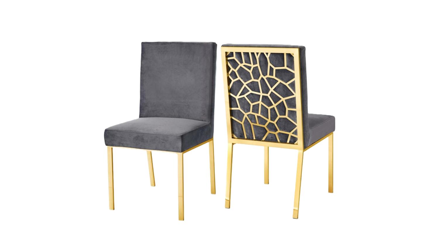 Contemporary, Modern Dining Chair Set Opal 737Grey-C 737Grey-C-Set-2 in Gray Velvet