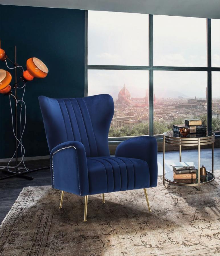 Contemporary, Modern Accent Chair Opera 532Navy 532Navy in Navy blue Velvet