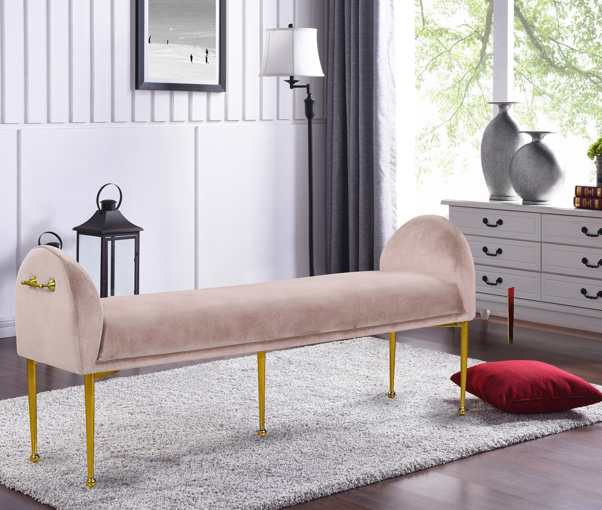 

    
Glam Pink Velvet & Stainless Steel Bench Owen 144Pink Meridian Contemporary

