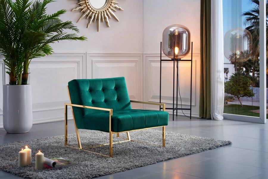 

    
Green Velvet Gold Steel Accent Chair Set 2Pcs Pierre 523Green Meridian Modern
