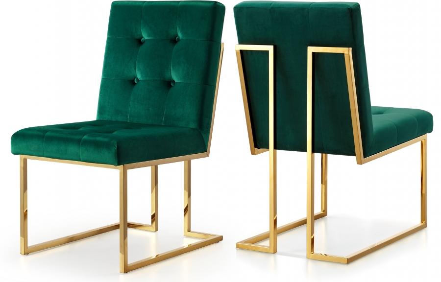 

    
Green Velvet & Gold Dining Chair Set 2Pcs Pierre 714Green-C Meridian Modern
