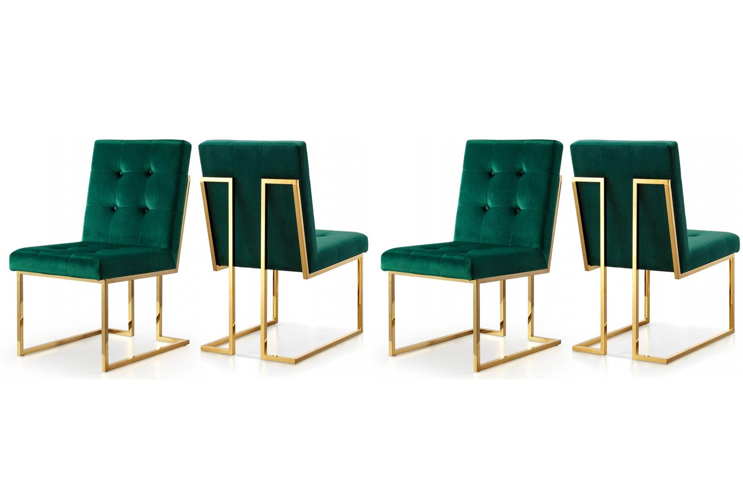 

    
Green Velvet & Gold Dining Chair Set 4Pcs Pierre 714Green-C Meridian Modern
