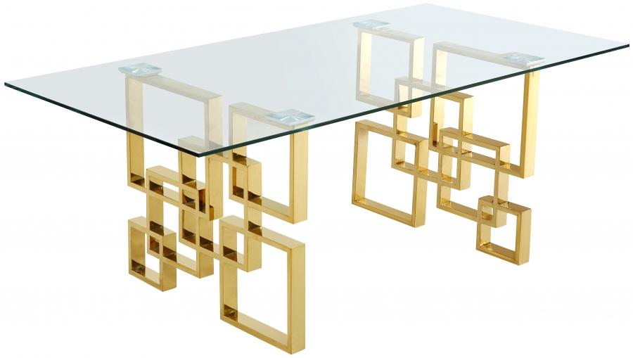 Contemporary, Modern Dining Table Pierre 714-T 714-T in Chrome, Gold 