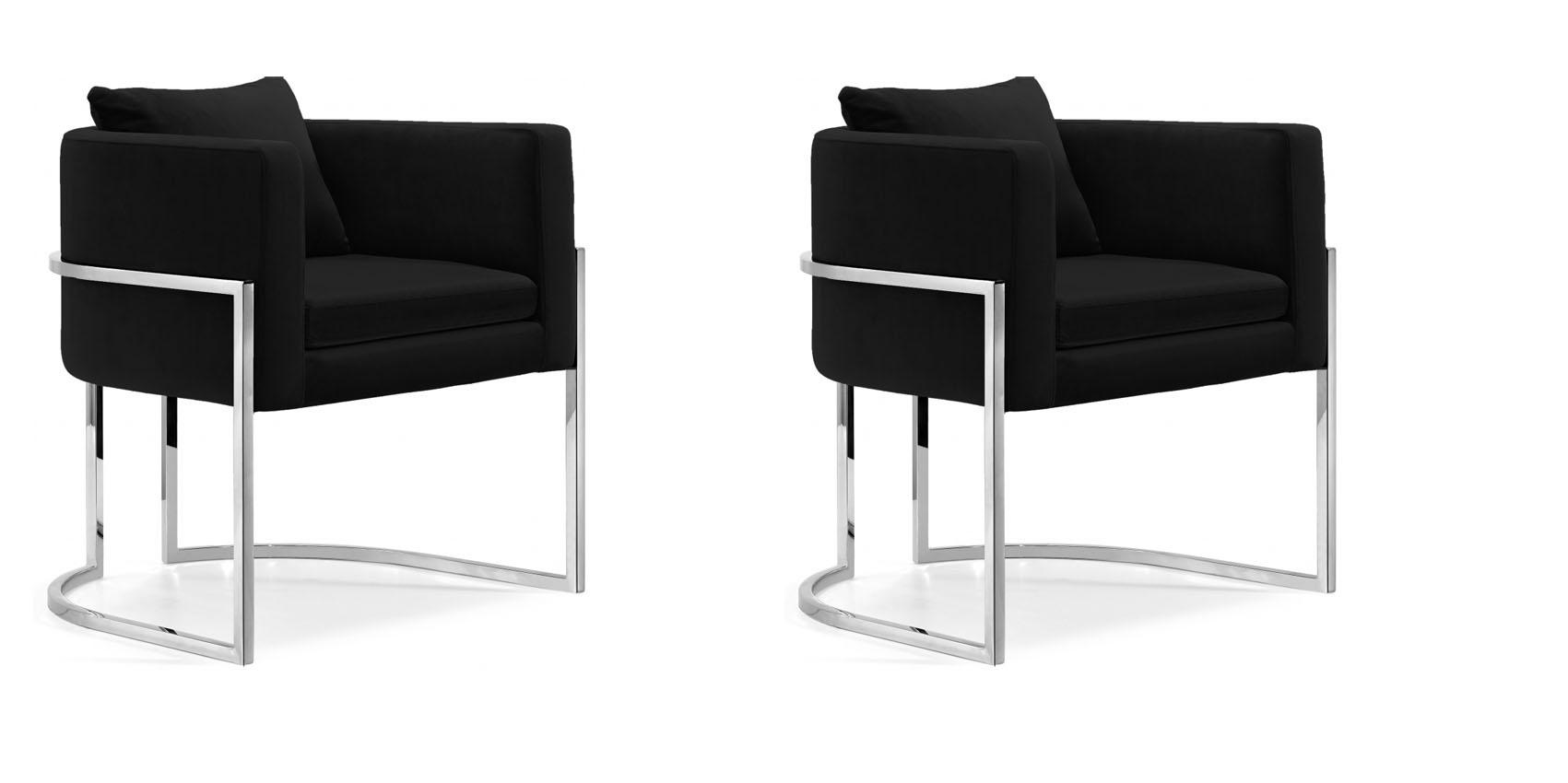 Contemporary Accent Chair Set Pippa 524Black 524Black-Set-2 in Black Velvet