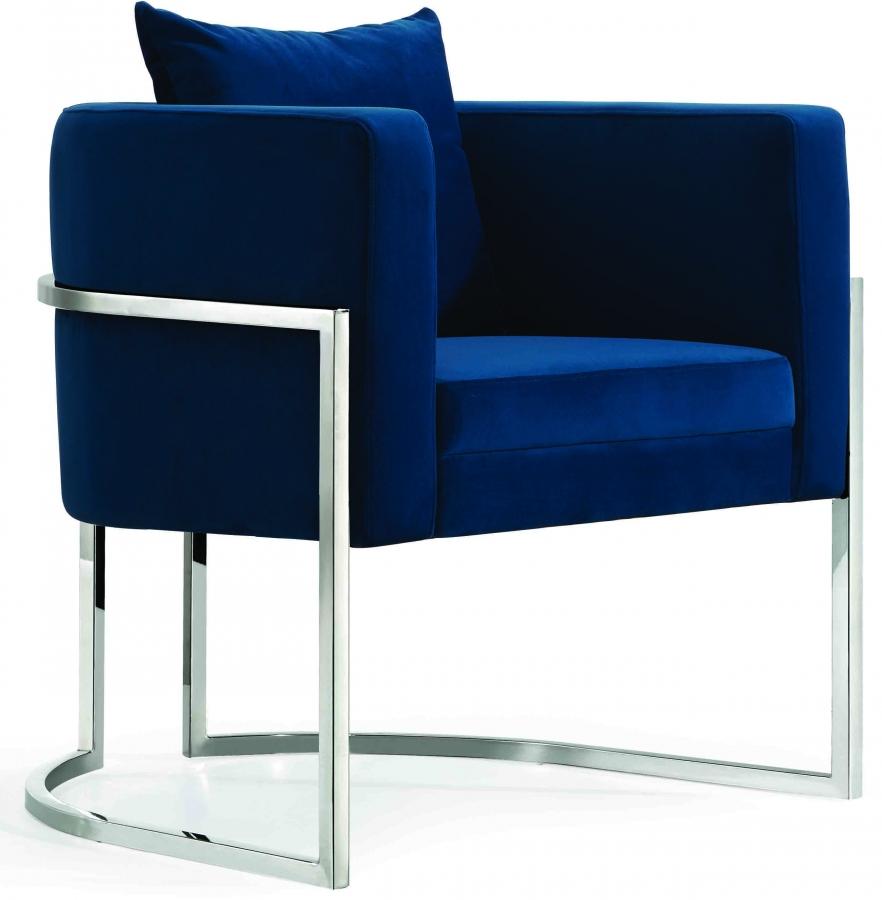 

    
Navy Velvet & Chrome Base Accent Chair Set 2Pcs Pippa 524Navy Meridian Modern
