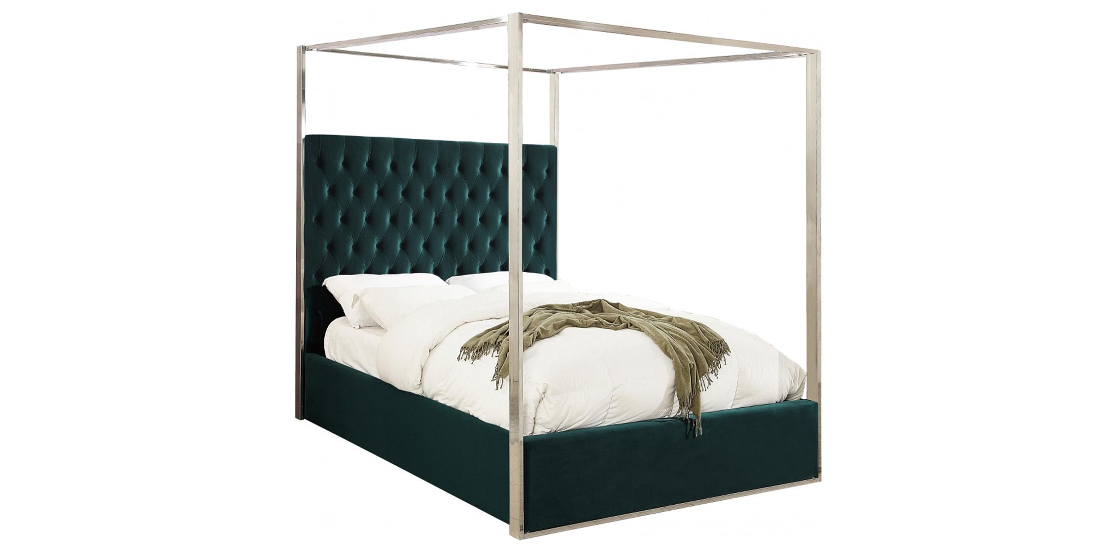 

    
Green Velvet Queen Canopy Bed Porter PorterGreen-Q Meridian Contemporary
